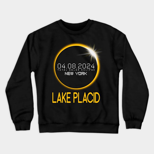 LAKE PLACID New York Total Solar Eclipse April 8 2024 Crewneck Sweatshirt by TeeaxArt